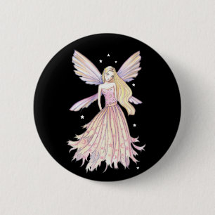 Badge Rond 5 Cm Jolie Épingle de Fée Rose par Molly Harrison
