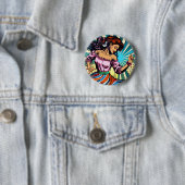 Badge Rond 5 Cm Jolie Femme Dansant Salsa Pop Art (En situation)