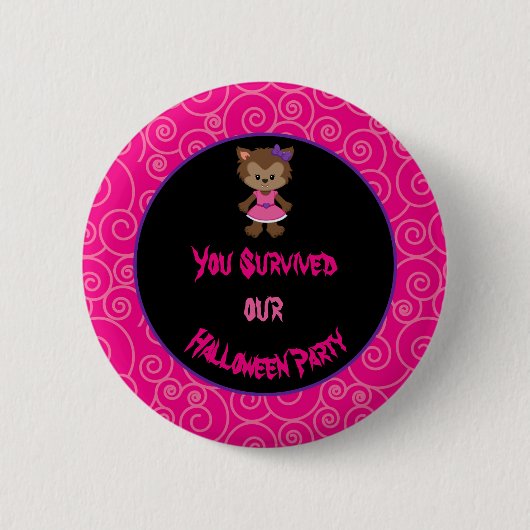 Badge Rond 5 Cm Jolie Fête d'Halloween Werewolf Girl (Devant)