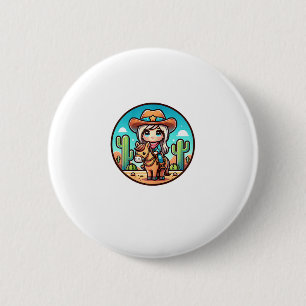 Badge Rond 5 Cm Jolie fille de la campagne à cheval Cavalière Couc