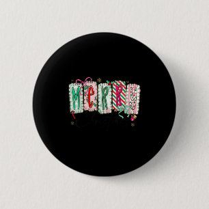 Badge Rond 5 Cm Jolie Fille Préparée Joyeux Noël Nœud Coquette 