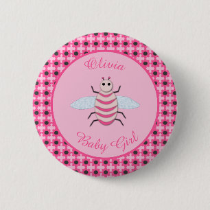 Badge Rond 5 Cm Jolie fille rose bébé Bee Genre Révéler