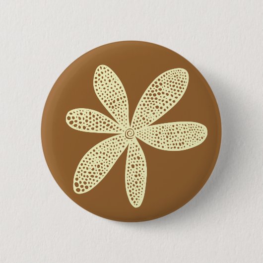 Badge Rond 5 Cm Jolie Fleur - Crème au chocolat (Devant)