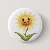 Badge Rond 5 Cm Jolie Fleur Jaune (Devant)
