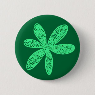 Badge Rond 5 Cm Jolie Fleur - Mint Green sur Vert 006633