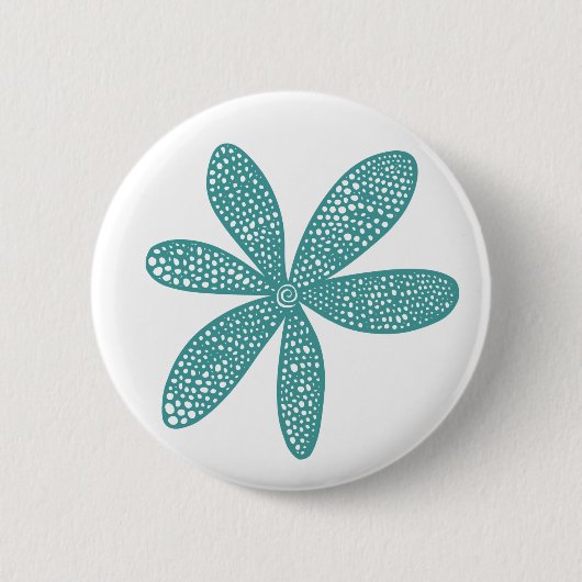 Badge Rond 5 Cm Jolie fleur - Ocean Green on White (Devant)