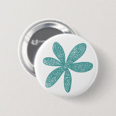 Badge Rond 5 Cm Jolie fleur - Ocean Green on White (Devant & derrière)