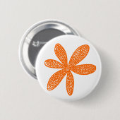 Badge Rond 5 Cm Jolie fleur - Orange sur blanc (Devant & derrière)