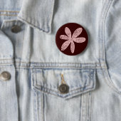 Badge Rond 5 Cm Jolie fleur - Patiné rose sur Brown foncé (En situation)