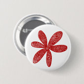 Badge Rond 5 Cm Jolie fleur - Rouge rubis sur blanc (Devant & derrière)