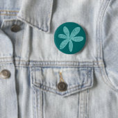 Badge Rond 5 Cm Jolie fleur - Vert clair sur Vert mousse (En situation)