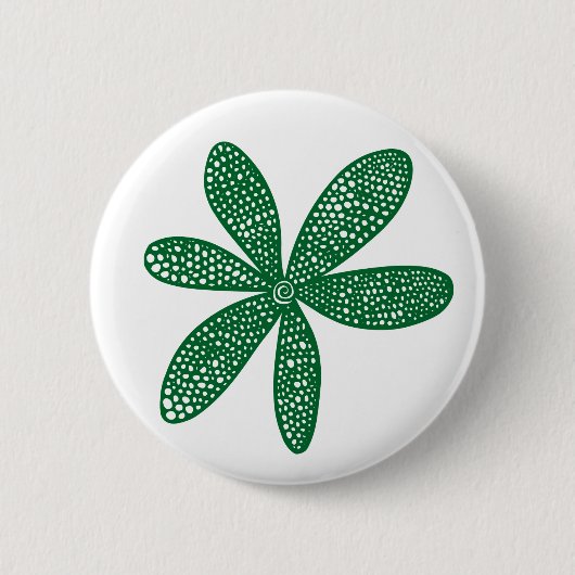 Badge Rond 5 Cm Jolie fleur - Vert de la forêt sur blanc (Devant)