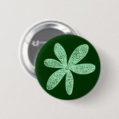 Badge Rond 5 Cm Jolie fleur - Vert Fantôme sur Vert foncé (Devant & derrière)