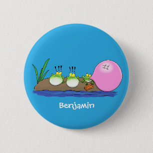Badge Rond 5 Cm Jolie grenouilles drôles bubblegum dessin animé il