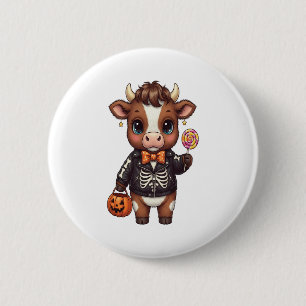 Badge Rond 5 Cm Jolie Halloween Highland Cow