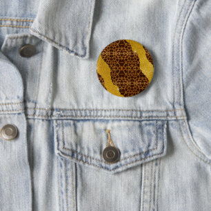 Badge Rond 5 Cm Jolie Impression de Girafe en Cuir avec Paillettes