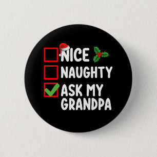 Badge Rond 5 Cm Jolie méchant liste de Noël de famille demande à m
