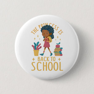 Badge Rond 5 Cm Jolie rentrée à l'école Princesse Girl Illustratio