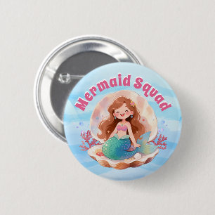 Badge Rond 5 Cm Jolie Sirène à l'aquarelle sous la mer pour un ann