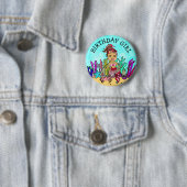 Badge Rond 5 Cm Jolie sirène fille anniversaire (En situation)