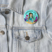 Badge Rond 5 Cm Jolie sirène fille anniversaire (En situation)