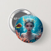 Badge Rond 5 Cm Jolie sirène sous l'eau (Devant & derrière)