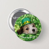 Badge Rond 5 Cm Jolie St. Patrick's Day Chiot  (Devant & derrière)