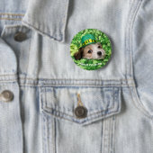 Badge Rond 5 Cm Jolie St. Patrick's Day Chiot  (En situation)