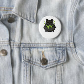 Badge Rond 5 Cm Jolie T-shirt Chat Noir Halloween (En situation)