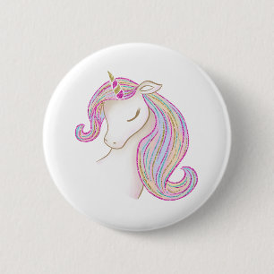 Badge Rond 5 Cm Jolie Unicorne