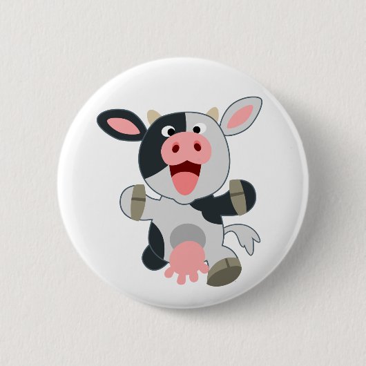 Badge Rond 5 Cm Jolie vache caricaturale gaie (Devant)