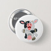 Badge Rond 5 Cm Jolie vache caricaturale gaie (Devant & derrière)