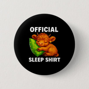 Badge Rond 5 Cm Jolie vache des Highlands endormie douillette bass