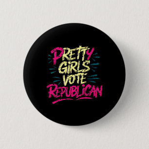 Badge Rond 5 Cm Jolies Filles votent Républicain Conservateur Patr