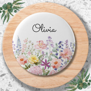 Badge Rond 5 Cm Jolies Fleurs Colorées Jardin Floral Personnalisé