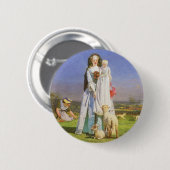 Badge Rond 5 Cm Jolis agneaux par Ford Madox Brown (Devant & derrière)