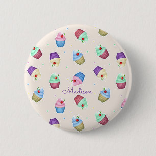 Badge Rond 5 Cm Jolis Cupcakes Colorés