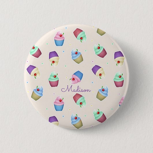Badge Rond 5 Cm Jolis Cupcakes Colorés (Devant)
