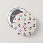 Badge Rond 5 Cm Jolis Cupcakes Colorés (Devant & derrière)