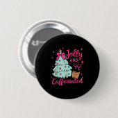 Badge Rond 5 Cm Jolly &amp; Caffeinated Coffee Coquette Bow Xmas T (Devant & derrière)