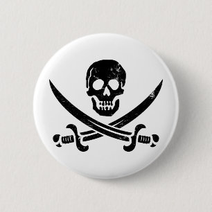 Badge Rond 5 Cm Jolly roger de drapeau de pirate de John Rackham