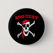Badge Rond 5 Cm Jolly roger Pirates crâne et os (Devant)