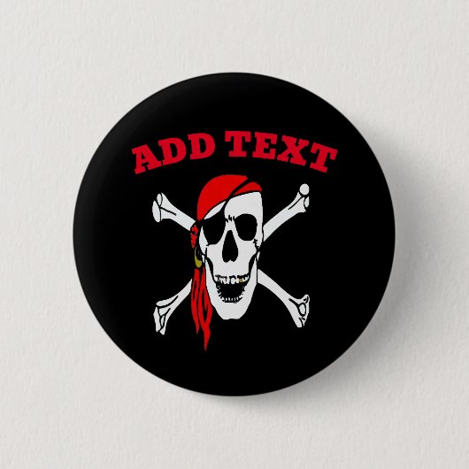Badge Rond 5 Cm Jolly roger Pirates crâne et os (Devant)