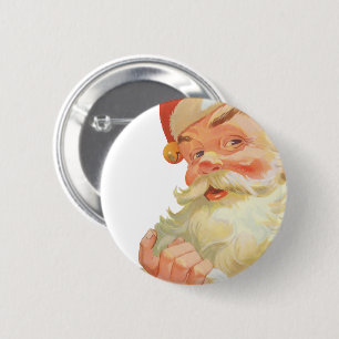 Badge Rond 5 Cm Jolly Santa Claus avec secret, Noël Vintage