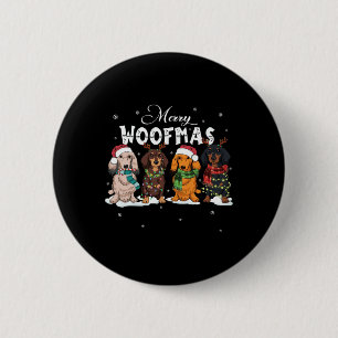 Badge Rond 5 Cm Jote Joyeux Woofmas Dachshund Chien de Noël Reinde