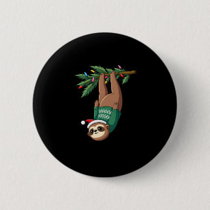 Badge Rond 5 Cm Jote Noël Sloth Santa Chapeau Sloth - Arbre L