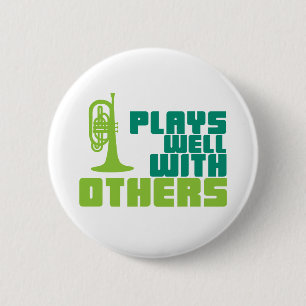 Badge Rond 5 Cm Joue bien avec les autres - Mellophone