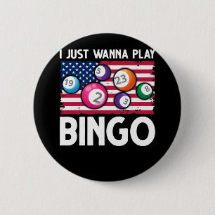Badge Rond 5 Cm Jouer Bingo American Flag Funny Bingo
