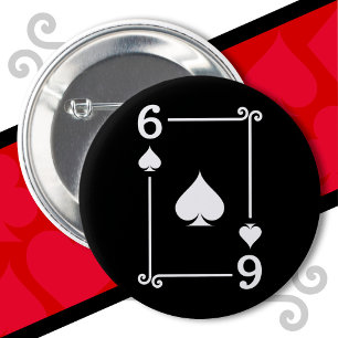 Badge Rond 5 Cm Jouer Cartes Costume 6 Pique Carte Six Carte