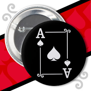 Badge Rond 5 Cm Jouer Cartes Costume Ace Pique Carte Ace Carte